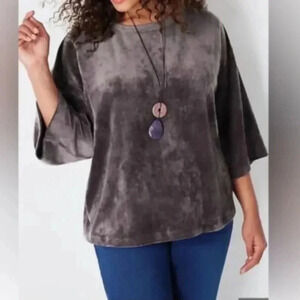 J Jill Purejill Velour Purple Dolman Sleeve Womens Sz LP Top